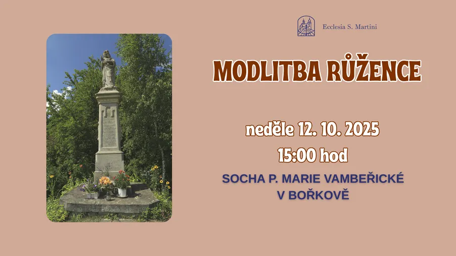 Modlitba růžence u sochy P. Marie Vambeřické v Bořkově